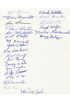1938 NFL Champions New York Giants Autographed Team Sheet (Full JSA)