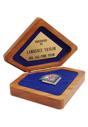 1994 Lawrence Taylor NFL 75th Anniversary All-Time Team Award with Presentation Box
