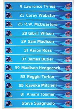 Group of NY Giants Super Bowl XLII Locker Room Nameplates (24)