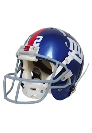 2007 Steve Smith New York Giants Super Bowl XLII Game-Used Helmet, Cleats & Locker Room Nameplate (3)(Championship Season • Unwashed • Photomatch)