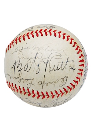 1940s Multi-Signed Baseball With Eight Hall of Famers Including Ruth and Others (JSA)