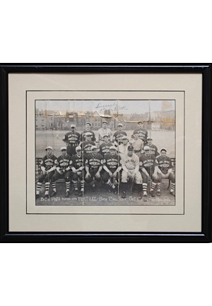 10/4/1931 Framed Babe Ruth Signed Barnstorming Photo with Fort Lee Baseball Club (JSA)