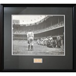 Babe Ruth “The Babe Bows Out” Framed Photo From Original Negative with Nat Fein Autographed Cut (JSA • Nat Fein Estate LOA)