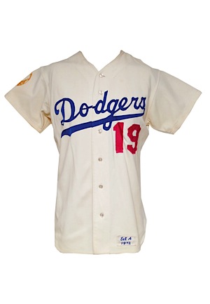 1972 Jim Gilliam Los Angeles Dodgers Coaches Worn Home Jersey