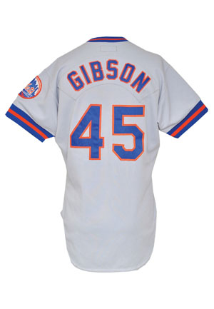 1981 Bob Gibson MY Mets Coachs Worn & Autographed Road Jersey (JSA)