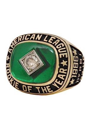 1986 Jose Canseco Oakland Athletics A.L. Rookie of the Year Ring (Canseco LOA)