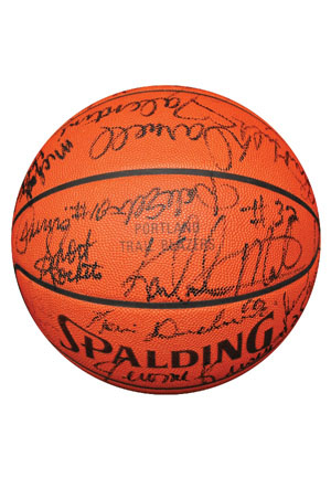 Multi-Signed Basketball with Stockton, Malone, Drexler, Mullin & Others (JSA • Equipment Manager LOA)