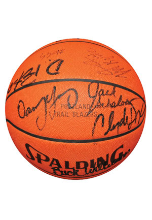 1989-90 Portland Trailblazers Team Autographed Basketball (JSA • NBA Finals • Equipment Manager LOA)
