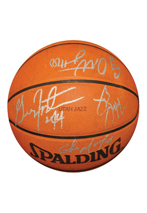 1997-98 Utah Jazz Team Autographed Basketball (JSA • Equipment Manager LOA)