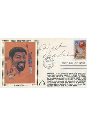 1991 Wilt Chamberlain Autographed First Day Cover (JSA)