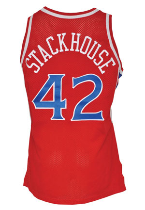 1995-96 Jerry Stackhouse Rookie Philadelphia 76ers Game-Used Home Autographed & Road Uniforms (4)(JSA • Equipment Manager LOA)
