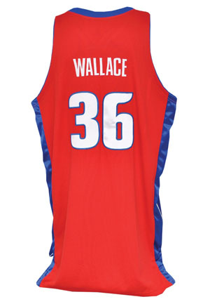 2007-08 Rasheed Wallace Detroit Pistons Game-Used Red Alternate Jersey