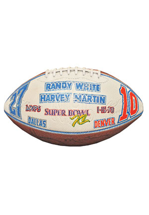 Randy White & Harvey Martin Autographed 1/15/78 Super Bowl XII Presentation Football (JSA)