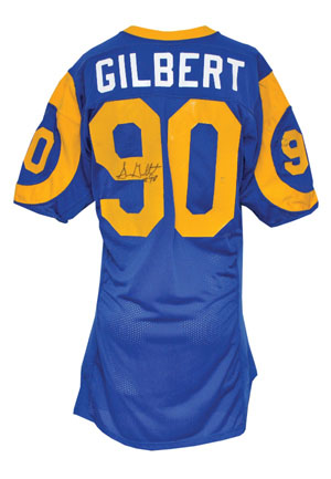 Circa 1992/93 Sean Gilbert Rookie Era Los Angeles Rams Game-Used & Autographed Home Jersey (JSA • Team Repairs)