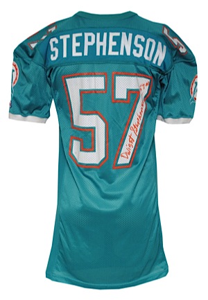 Early 1980s Dwight Stephenson Rookie Era Miami Dolphins Game-Used & Autographed Home Jersey (JSA • Team Repairs)