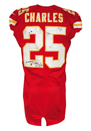 10/14/2012 Jamaal Charles Kansas City Chiefs Game-Used & Autographed Home Jersey (JSA • Photomatch • Unwashed)