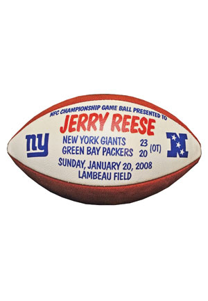 1/20/2008 Jerry Reese New York Giants NFC Championship Game Ball (Championship Season)