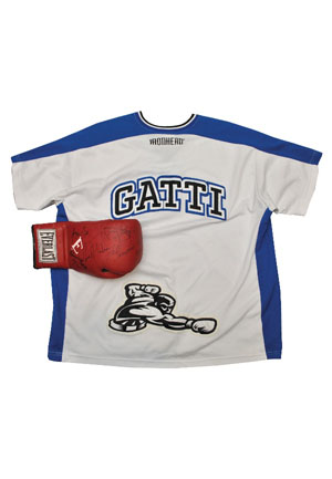 Arturo Gatti & Others Autographed Glove with 5/18/2002 Gatti vs. Ward Buddy McGirt Worn Corner Man Jacket (2)(JSA)