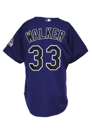 Late 1990s Larry Walker Colorado Rockies Game-Used Purple Alternate Jersey