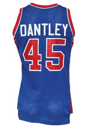 1987 Adrian Dantley Detroit Pistons Playoffs Game-Used Road Uniform (Photomatch • Pounded • Historic "Bird Stole The Ball" Series • BBHoF LOA)