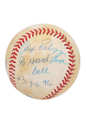 7/6/1996 Alex Rodriguez Seattle Mariners Game-Used & Autographed Grand Slam Baseball (JSA)
