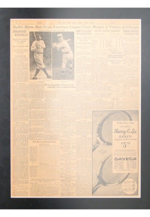 Framed 7/7/1933 Newspaper Page Featuring Ruth & Frisch