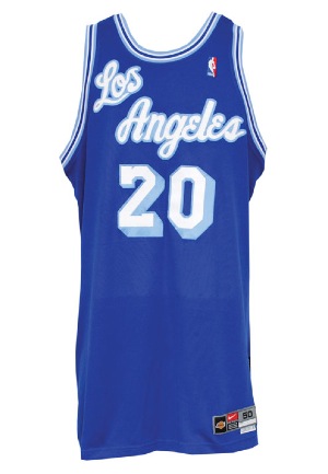 2003-04 Gary Payton Los Angeles Lakers Game-Used TBTC Blue Alternate Jersey (BBHoF LOA)