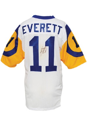 Late 1980s Jim Everett Los Angeles Rams Team-Issued & Autographed Home Jersey (JSA)