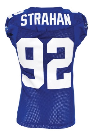 11/20/2005 Michael Strahan New York Giants Game-Used Home Jersey (Photomatch • Repairs • WTM-PRT Memorial Patch)