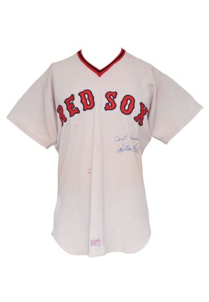 1977 Carlton Fisk Boston Red Sox Game-Used & Autographed Home Jersey (JSA)