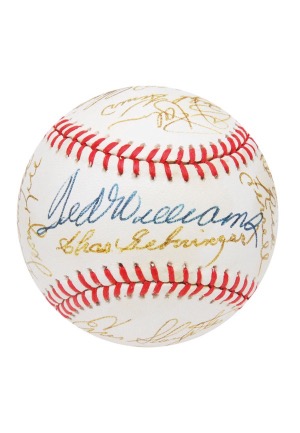 April 1990 Multi-Signed Baseball with 25 Hall of Famers (JSA)