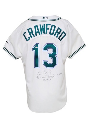 8/19/2004 Carl Crawford Tampa Bay Devil Rays Game-Used & Autographed Home Jersey (JSA • PSA/DNA • 50th SB of Season)