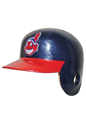 Early 1990s Albert Belle Cleveland Indians Game-Used Batting Helmet (Team Stamp)