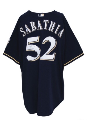 2008 C.C. Sabathia Milwaukee Brewers Game-Used & Autographed Alternate Jersey (JSA)