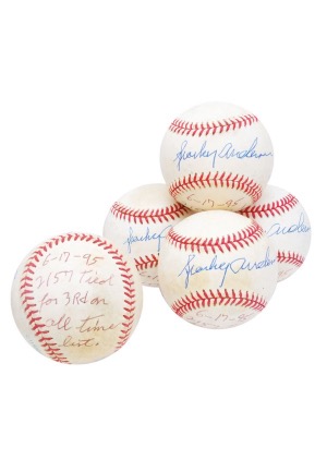 6/17/1995 Sparky Anderson Game-Used & Autographed Baseballs from His 2,157th Managerial Win (5)(JSA • Family LOA)