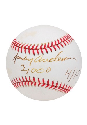 4/15/1993 Sparky Anderson Game-Used & Autographed Baseball From His 2,000th Managerial Win (JSA • Family LOA)