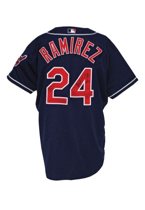 7/13/2000 Manny Ramirez Cleveland Indians Alternate Blue Game-Used & Autographed Jersey (JSA)