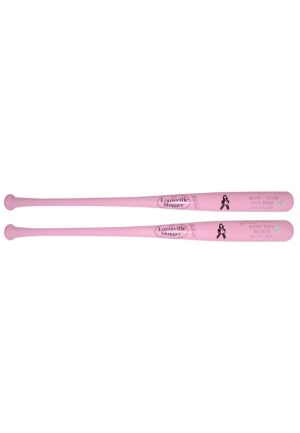 5/9/2010 David Wright & Ike Davis (Auto’d) New York Mets Pink Game-Ready/Game-Used Mothers Day Bats (2)(PSA/DNA • JSA • MLB • Steiner)
