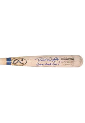 2007 David Wright NY Mets Game-Used & Autographed Bat (PSA/DNA • JSA • Locker Room Memorabilia)
