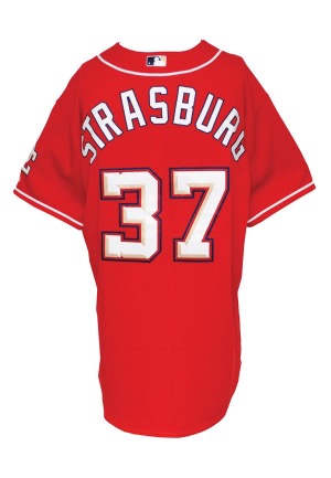 2010 Stephen Strasburg Rookie Washington Nationals Game-Used Red Alternate Jersey (Agent LOA)