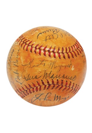 1942 New York Giants Team-Signed Baseball (JSA)