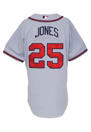 2005 Andruw Jones Atlanta Braves Game-Used & Autographed Road Jersey (JSA • Jones LOA)