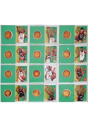 1996 USA Olympic Basketball Team Limited Edition Coins and Card Set (12)