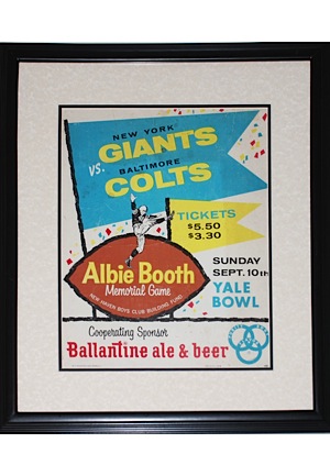 Framed 9/10/1961 New York Giants vs. Baltimore Colts Yale Bowl Ballantine Beer Ad