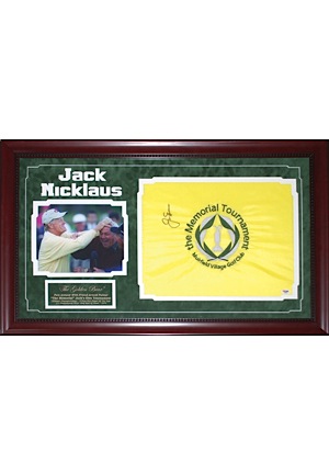 Jack Nicklaus Framed Signed Flag (JSA)