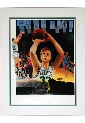 Framed Larry Bird Autographed Limited Edition Lithograph & Photo (2)(JSA)