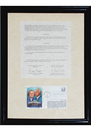 Framed 4/13/1993 "250th Anniversary of the Salt Treaty" First Day of Issue Envelope Signed by Mikhail Gorbachev (JSA)