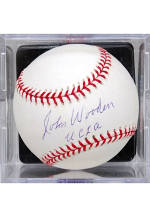 Bill Walton & John Wooden Autographed Single Signed Baseballs (JSA)