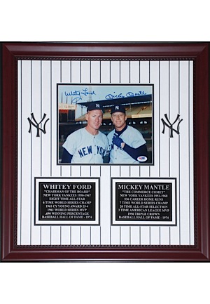 Framed Mickey Mantle & Whitey Ford Dual-Autographed Photo (JSA)