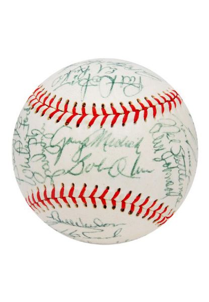 1975 New York Yankees Team Signed Baseball (JSA)